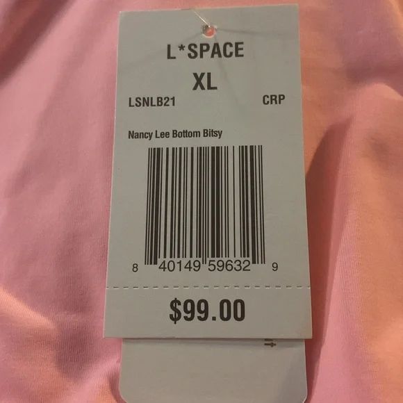 NWT L*Space Nancy Lee Bitsy Bikini Bottom Crystal Pink Twist Front, Size X-Large - Picture 8 of 10